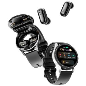 Smart Sports Watch With Built-in Earphone Waterproof Monitoring Blood Pressure Heart Rate Call Is Suitable For Android And IOS (Color: Black)