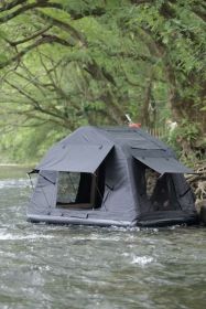 Foldable 2-3 People Amphibious Inflatable Car Roof Top Tent for camping Outdoor Glamping Camping Tent for SUV (Color: as Pic)